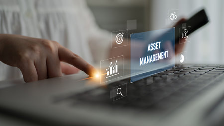 Asset management system showing investment planning, financial goal tracking, ROI analysis, and...