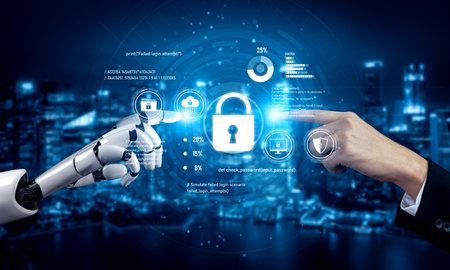 AI artificial intelligence strengthens cybersecurity with intelligent threat detection, virtual...