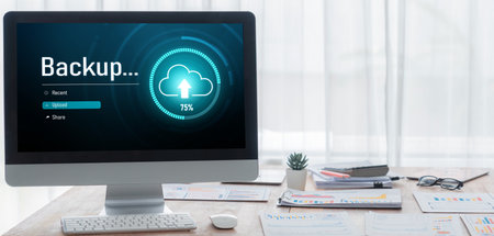 Backup Storage Data Internet Technology Business concept. Database storage cloud technology file...