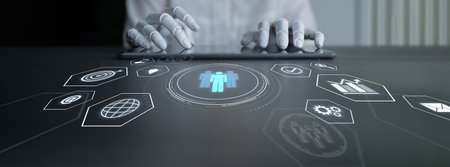 AI coordinating business teamwork, analyzing team communication, enhancing productivity, and...