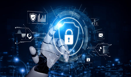 AI artificial intelligence strengthens cybersecurity with intelligent threat detection, virtual...