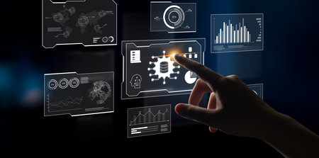 Big data visualization dashboard showing analytics, insights, and performance. Data supports...