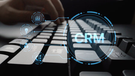 CRM platforms improve customer relationships through data analysis, CRM communication tools, and automation. CRM systems support customer management, tracking, and CRM relationship success.の写真素材