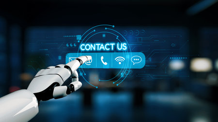 AI artificial intelligence supports 24-hour customer service with virtual assistants, real-time...