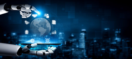 AI artificial intelligence supports global marketing with virtual analytics, cross-border planning,...