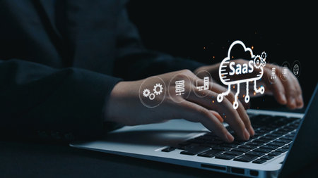 Visual representation of SaaS showing infrastructure, SaaS deployment, SaaS platform features, and...