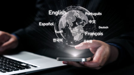 A creative representation illustrating global connectivity through a smartphone and laptop interface...