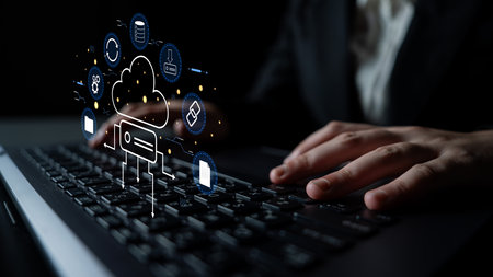 A cloud storage and data synchronization service ecosystem. A concept of cloud computing for file...