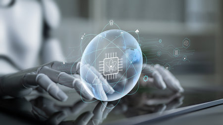 AI on a global quantum computing network, the future of communication and data processing. A...
