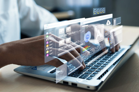 Human interact with AI artificial intelligence brain processor in concept of AI artificial...
