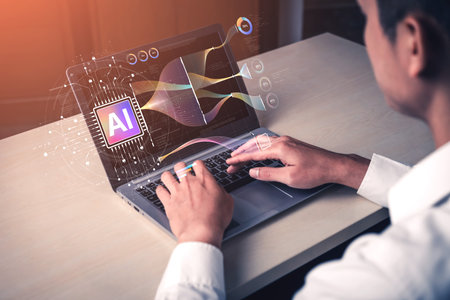 AI Assistant Brain Processor with LLM Technology, Big Data, Machine Learning, Generative AI for Business Support, Future Agentic AI Technology and Artificial Intelligence Prompt Engineering. Splineのeditorial素材