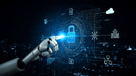 AI artificial intelligence strengthens cybersecurity with intelligent threat detection, virtual...