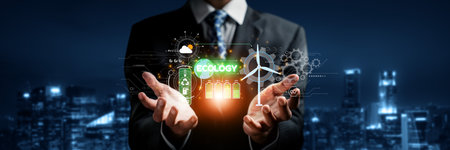 Business person implements green strategies, promoting sustainable growth. Discover how businesses...