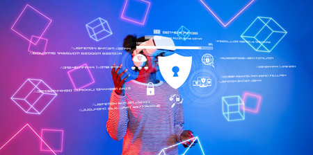 A user engages with advanced virtual reality technology focused on enhancing awareness of cyber...