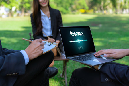 data backup restoration recovery restore data from cloud storage brisk and provide planned network reserve business dataの写真素材
