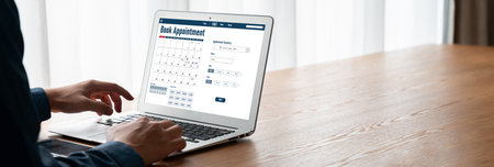 Online appointment booking calendar for registration on the internet websiteの写真素材