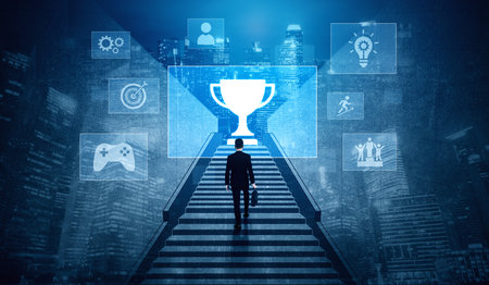 Achievement and success concept representing goal accomplishment, motivation, performance,...