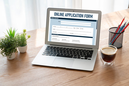 Online application form for modish registration on the internet websiteの写真素材