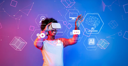 Explore the intersection of AI and personal assistance in a vibrant virtual environment, showcasing...