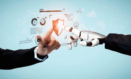 AI artificial intelligence strengthens cybersecurity with intelligent threat detection, virtual...