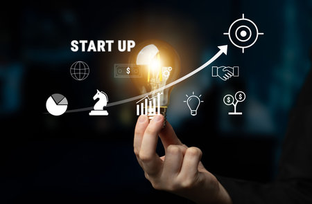 A business start up growth strategy from idea to success. The process of funding, planning, and...