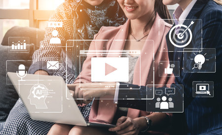 Video marketing helps businesses engage audiences with video marketing tools, video marketing strategies, video marketing trends, and success.の写真素材