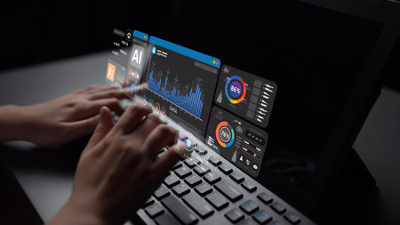 AI Assistant Brain Processor with LLM Technology, Big Data, Machine Learning, Generative AI for Business Support, Future Agentic AI Technology and Artificial Intelligence Prompt Engineering.の写真素材