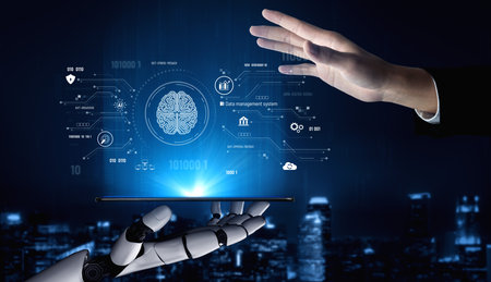 AI interacting with data management, data system, and data analysis processes for data-driven...