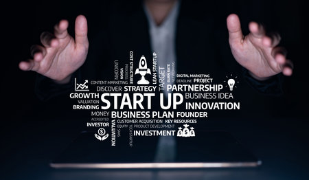 A dynamic illustration representing the concepts of start-up strategy, innovation, and business...