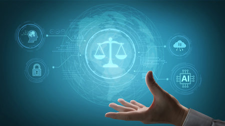 AI is transforming society, raising important ethics questions. Ethics in AI design ensures fairness. AI ethics promote responsible decision. Balancing AI power with strong ethics is essential.の写真素材