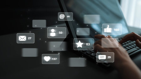 Social media engagement with interaction metrics showing comments, social media reactions, social...