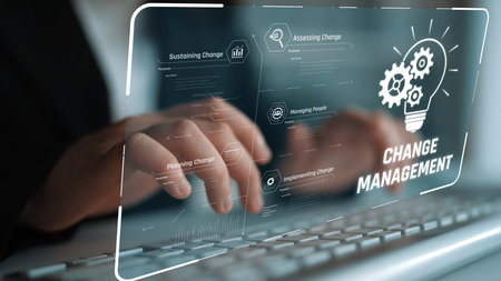 Change management strategy combining innovation, globalization, and teamwork to enable business...