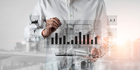 An interface for financial data analysis and stock market reporting. A collection of charts for...