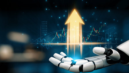 AI artificial intelligence powers business growth with predictive planning tools, innovation roadmaps, and smart virtual assistants to guide success by 2025.の写真素材