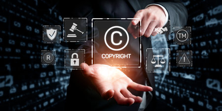 This image illustrates copyright law in the context of the digital age, highlighting the importance...