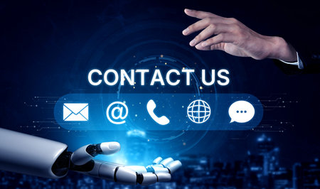 AI supports customer contact with smart UI icons for email, chat, phone, and message to streamline...