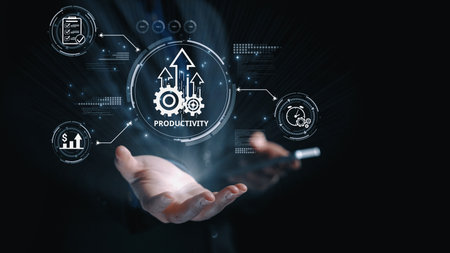 Productivity improvement in digital business, showing productivity tools, productivity tracking,...
