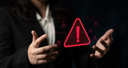 Cybersecurity alert warning showing red cyber for data breach, network threat, and cyber security...