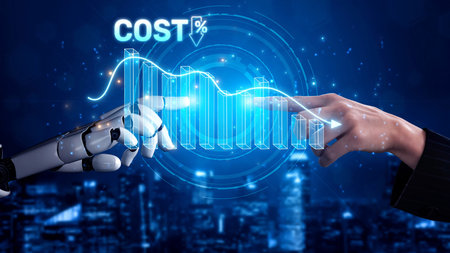 Cost reduction and cost saving through digital transformation, business cost optimization, operational cost reduction, financial savings, and resource efficiency strategies for business success.の写真素材