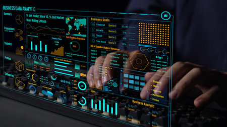 Data analytics and big data strategy for real-time analytics, predictive data modeling, business intelligence analytics, and data-driven decision-making in modern digital businesses. Thunkの写真素材
