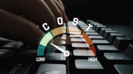 Expense control concept visualizing expense, cost, and spending with emphasis on budgeting, cost control, and financial planningの写真素材