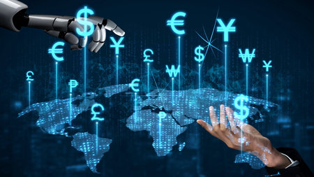 Currency exchange and fintech innovation in global money transfer, digital currency conversion, secure currency exchange platforms, and next-generation money exchange technologies.の写真素材