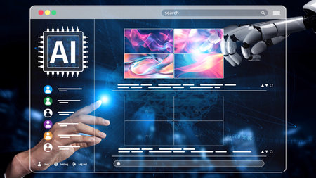 AI platform generating art images with dynamic interface. AI-generated content appears in image...