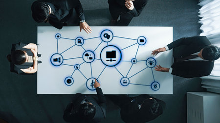 Concept of managing online folders with digital file organization, cloud storage, and secure...