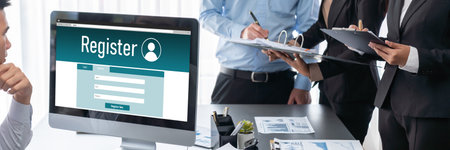 Business intelligence and data analysis concept. Analyst team working on financial data analysis...