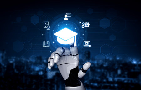 AI enhances cloud computing with scalable infrastructure, secure data, and smart services to support digital business transformation.の写真素材