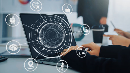 Global shipping icons show transport, logistics, and cargo delivery. Global shipping connects supply...