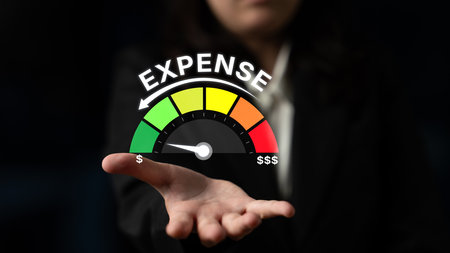 Expense control concept visualizing expense, cost, and spending with emphasis on budgeting, cost...