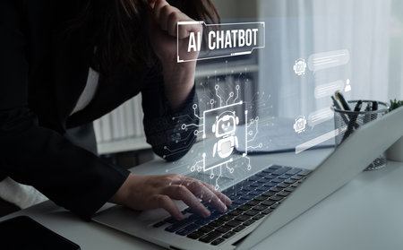 AI chatbot using prompt engineering and LLM deep learning delivers explainable generative AI for smarter, more efficient business support.の写真素材