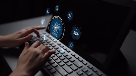 Marketing automation diagram showcase AI-driven campaign workflow, highlight marketing automation,...